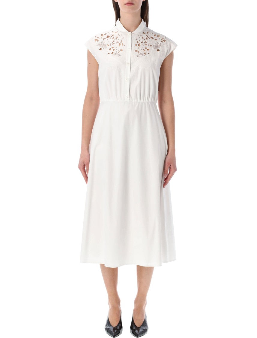 Valentino Garavani Sangallo Embroidery Midi Poplin Dress