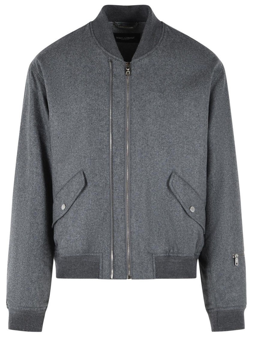 Dolce & Gabbana Grey Virgin Wool Bomber Jacket