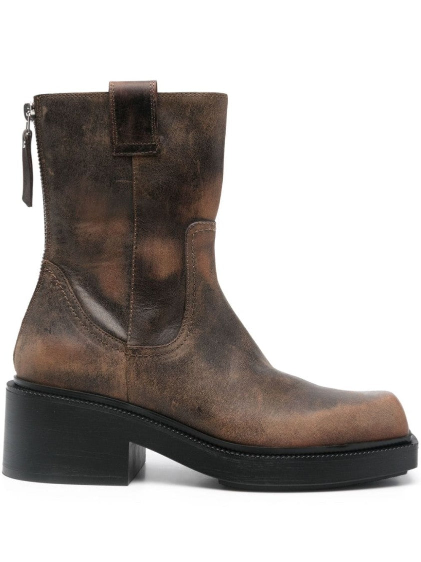 Vic Matié Vintage-Inspired Cookie Brown Ankle Boots