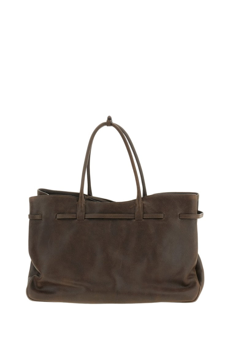 Margesherwood Brown Grandma Used Xl Grained Leather Shoulder Bag