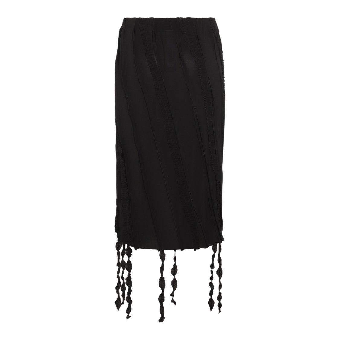 Blumarine Midi Black Skirt With Ruffled Trims