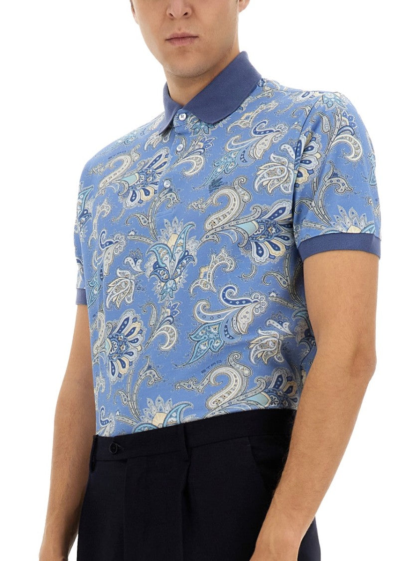 Etro Paisley Print Cotton Polo Shirt