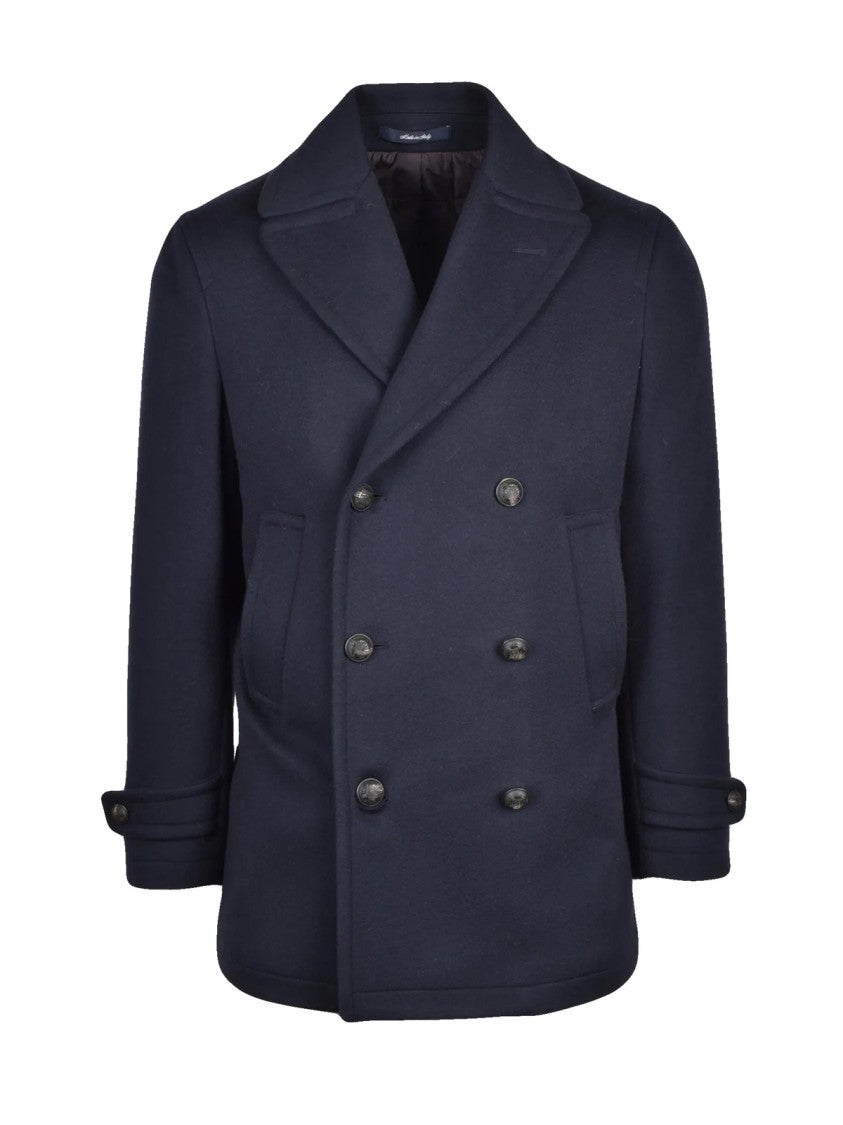 Savese Club Midnight Blue Double-Breasted Virgin Wool Peacoat