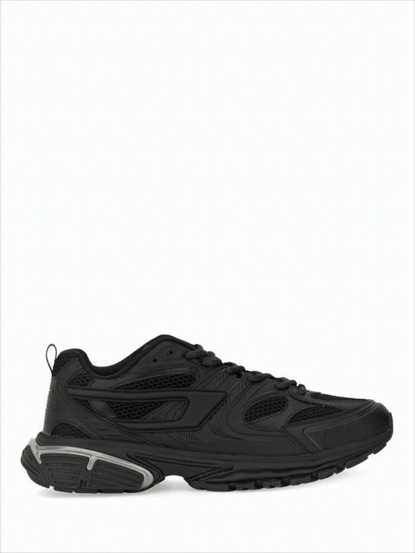 Diesel Black Mesh Sports Sneakers With Textured Sole