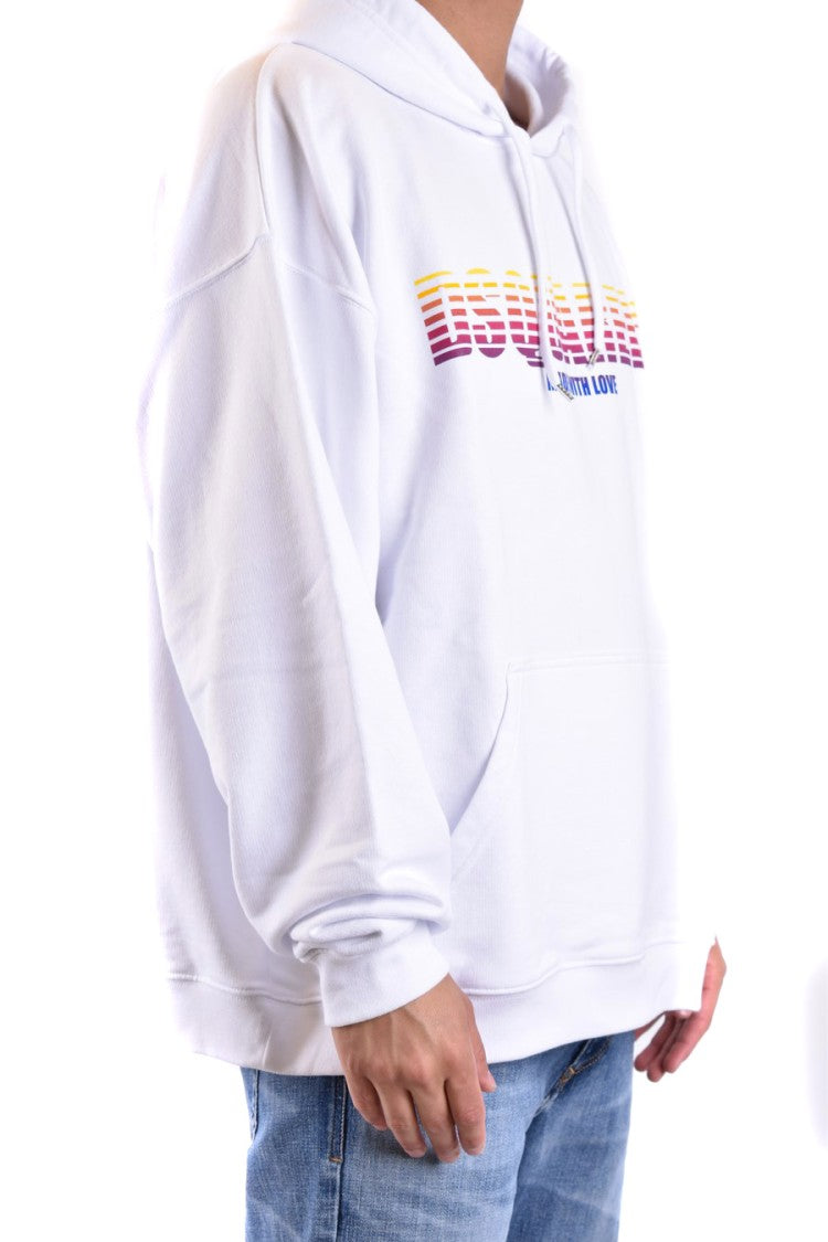 Dsquared2 White Cotton Gradient-Logo Hoodie