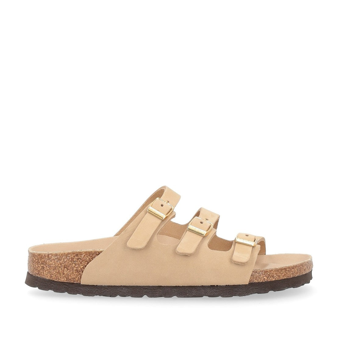 Birkenstock Three-Strap Nubuck Sandals With Golden Buckles