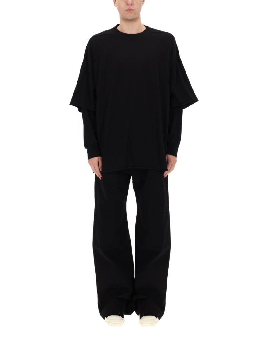 Drkshdw By Rick Owens Neutrals Tommy Hustler Layered Oversized Cotton T-Shirt