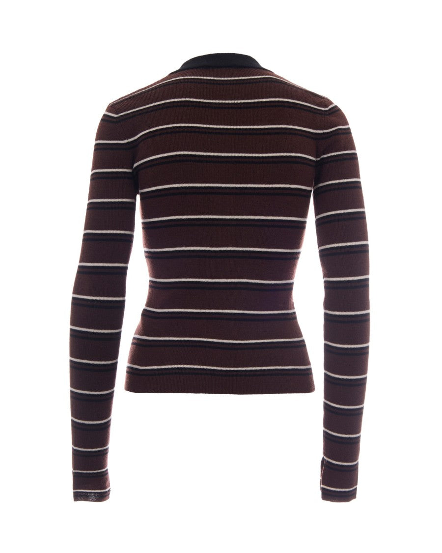 Ganni Slim-Fit Ribbed Merino Wool Polo Top