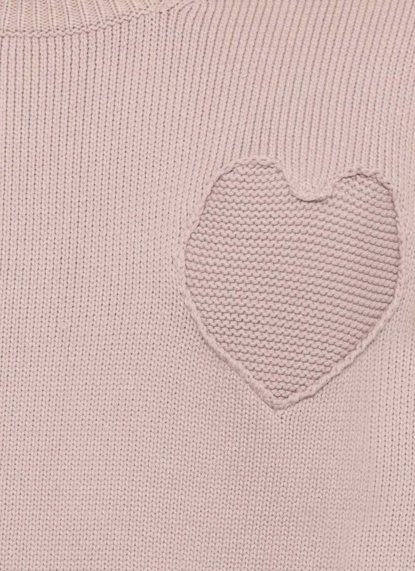 Moschino Beige Long-Sleeve Heart Embroidered Sweater