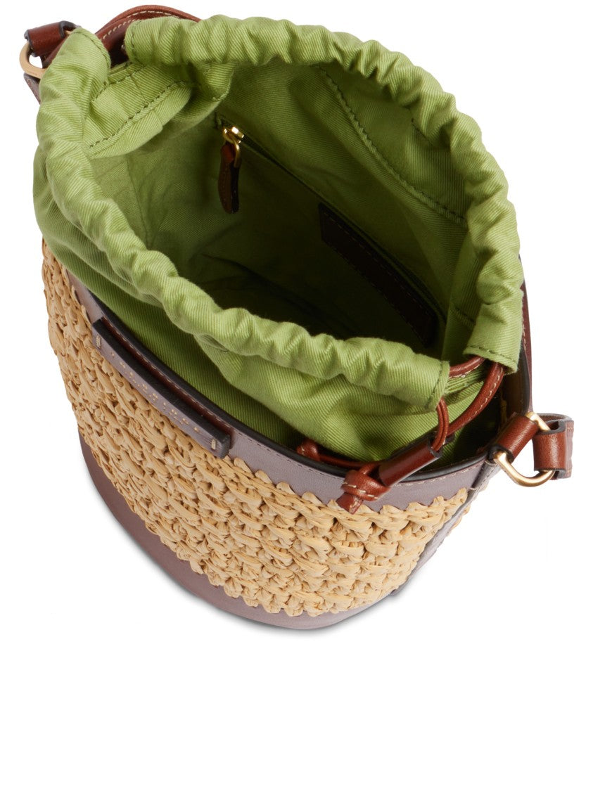 The Bridge Woven Raffia Bucket Bag Leather Satchel