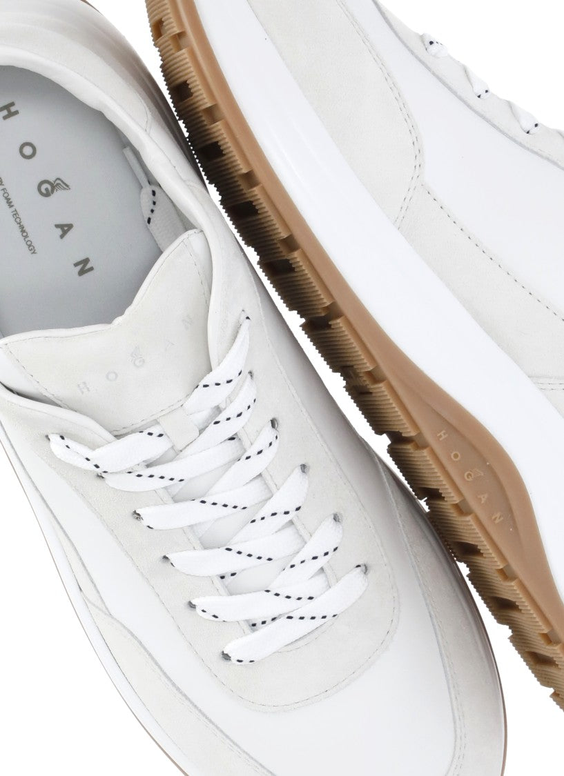 Hogan White Leather Low-Top Sneakers