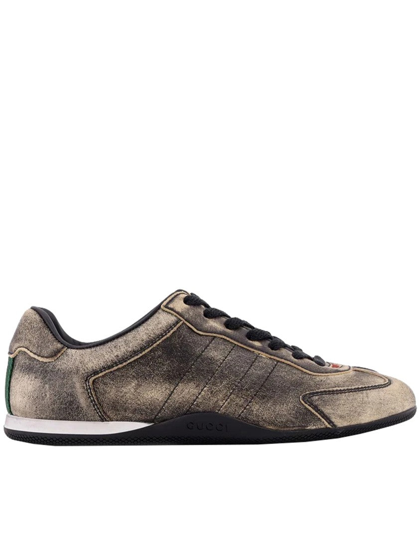 Gucci Metallic Shift Distressed Low-Profile Sneakers