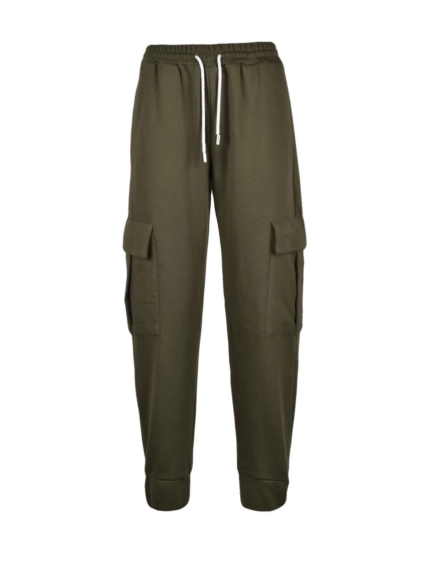 Sunstripes Military Green Cargo Tracksuit Pants With Ribbed Cuffs