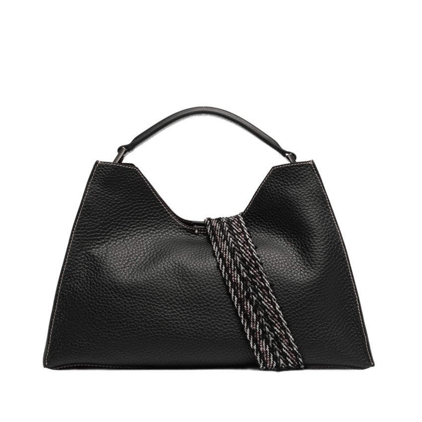 Gianni Chiarini Trapezoidal Double Grain Leather Handbag With Removable Strap