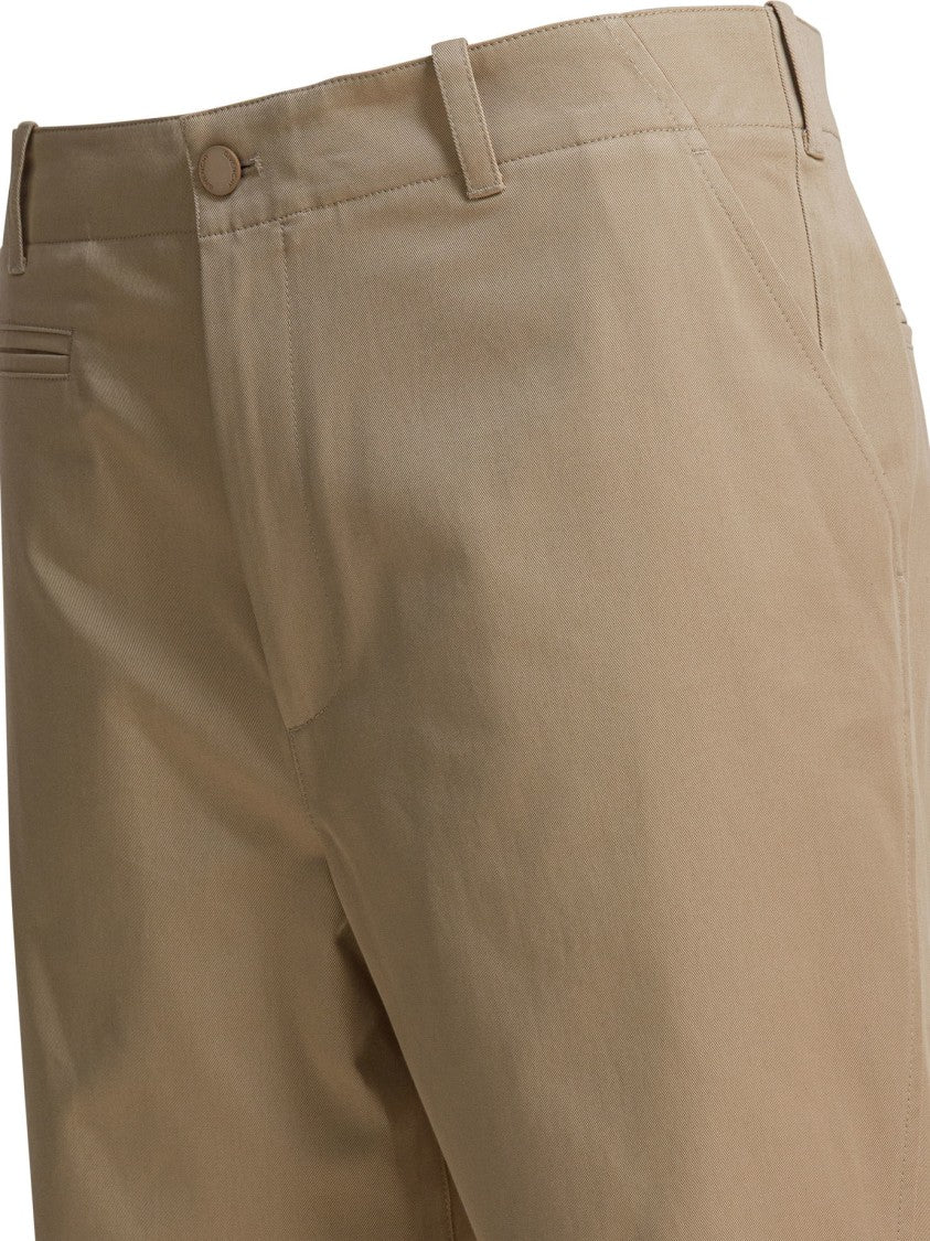 Givenchy Fitted Brown Cotton Chino Pants With Couture Stitching