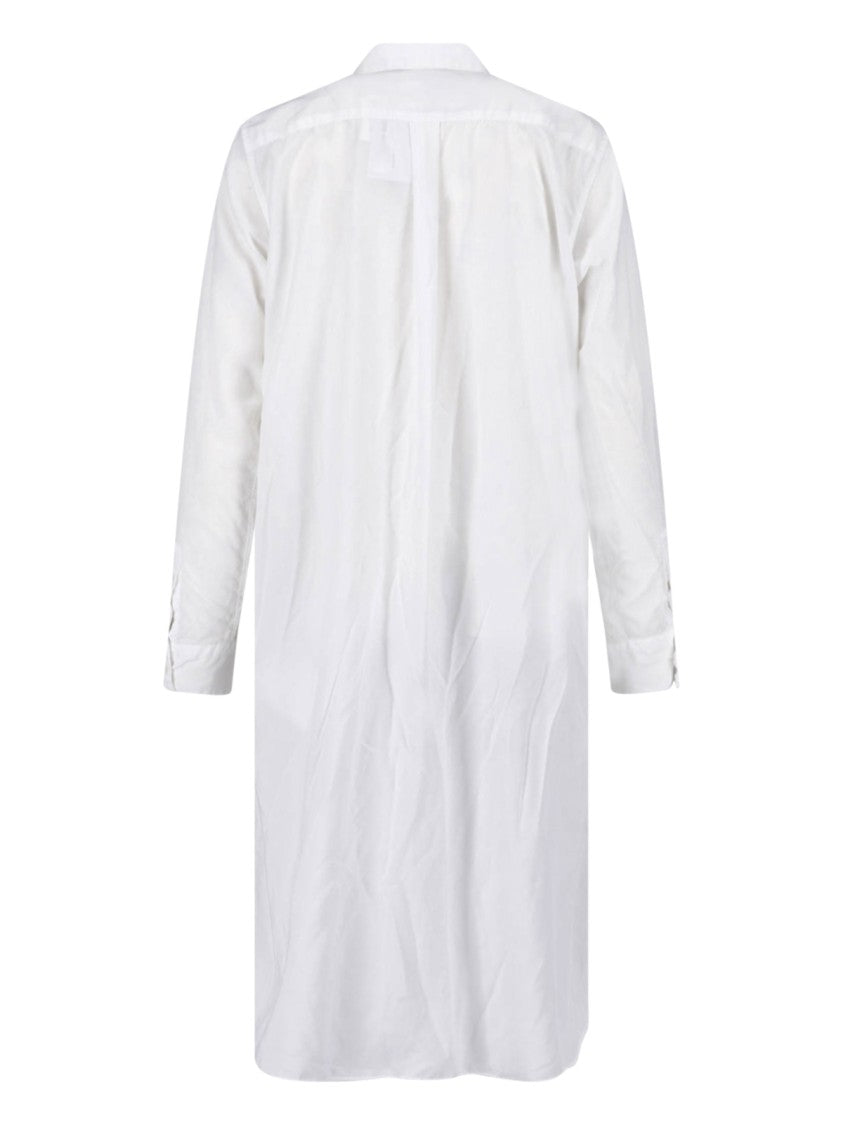 Comme Des Garçons White Pleated Detail Shirt-Style Dress