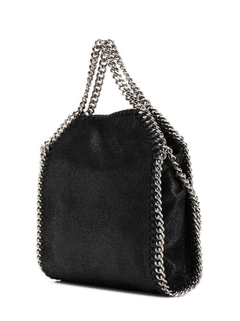 Stella Mccartney Black Silver Chain-Trimmed Shoulder Bag