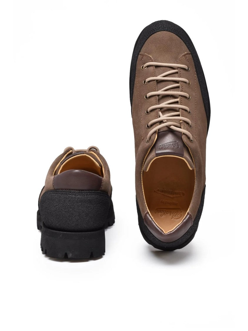 Paraboot Brown Suede Lace-Up Shoes With Rugged Tread And Rubberized Accents