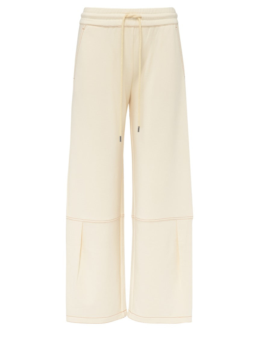 Max Mara Ivory Wide-Leg Pants With Elastic Waistband