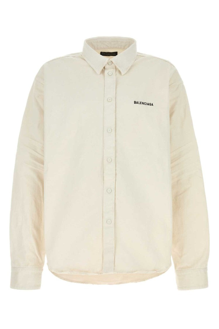 Balenciaga Ivory Denim Oversize Shirt