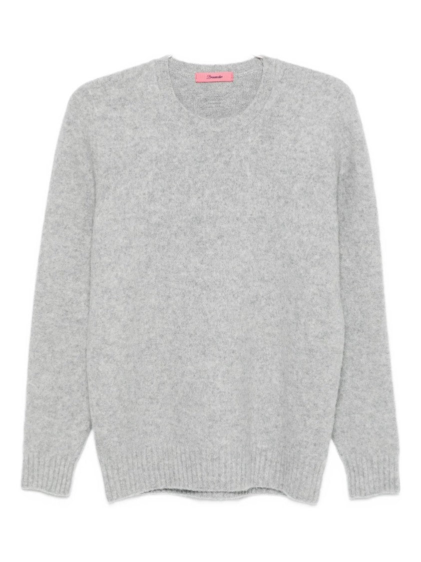 Drumohr Garzato Grey Fuzzy Crewneck Sweater