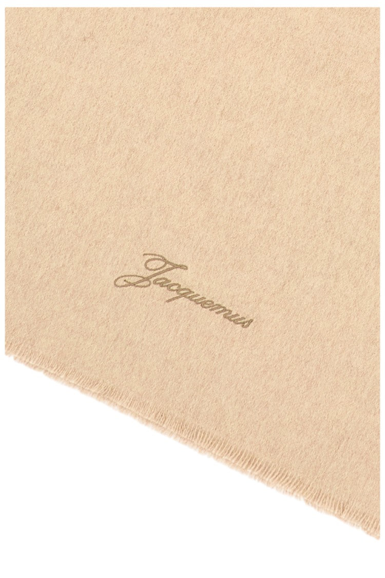 Jacquemus Beige L'echarpe Tailleur Fringed Wool-Cashmere Scarf