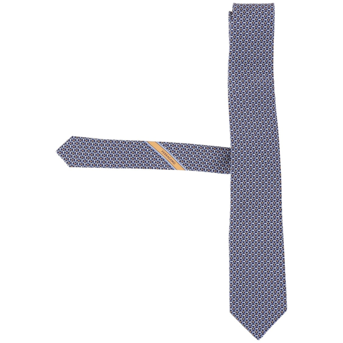 Salvatore Ferragamo Navy Patterned Silk Tie