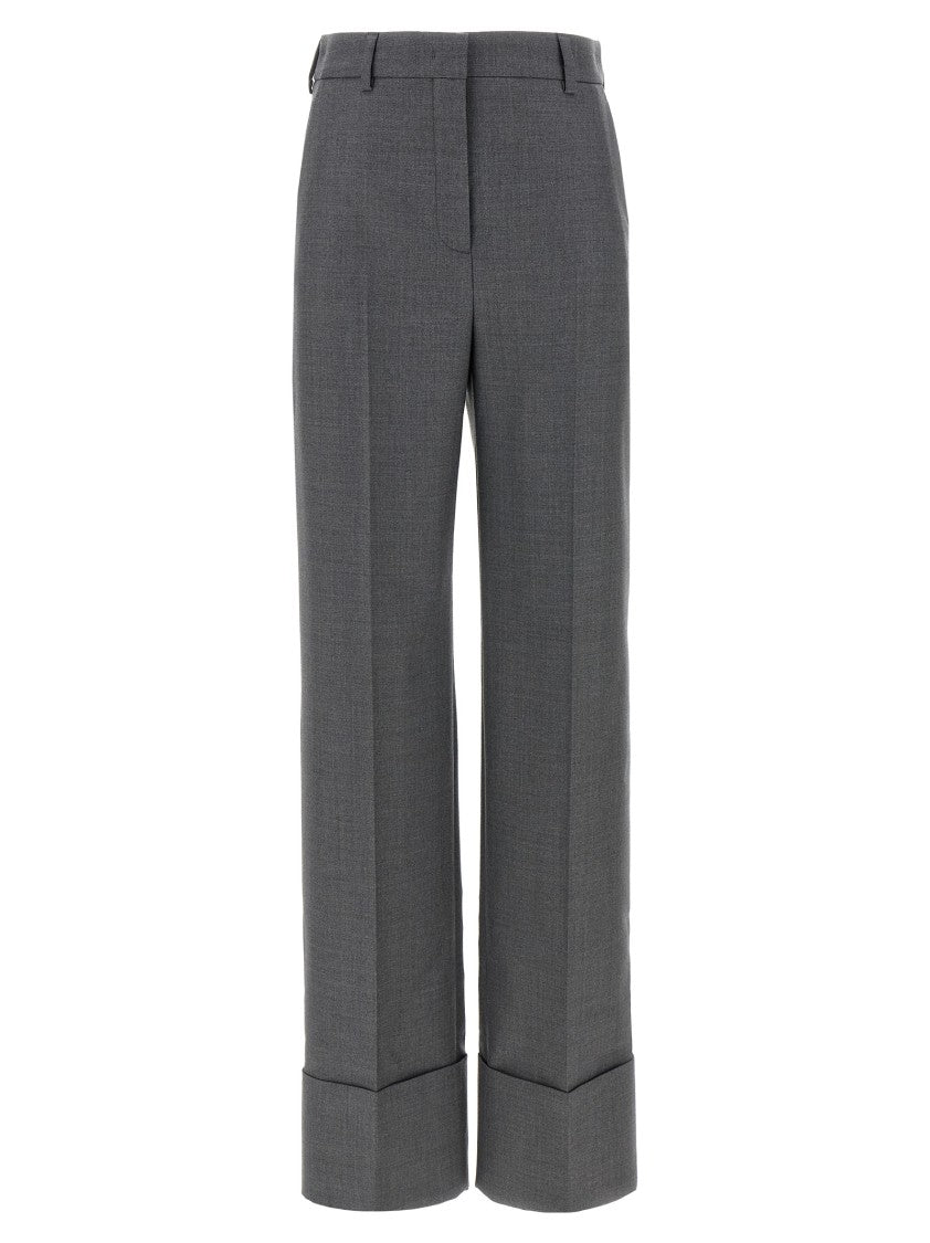 Valentino Garavani Wide-Leg Virgin Wool Trousers With Maxi Turn-Up