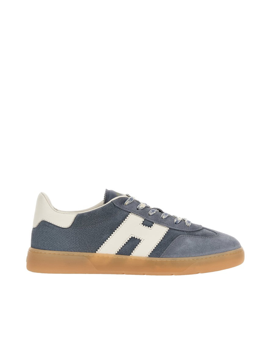 Hogan Low-Top Sneakers In Textured Blue Suede