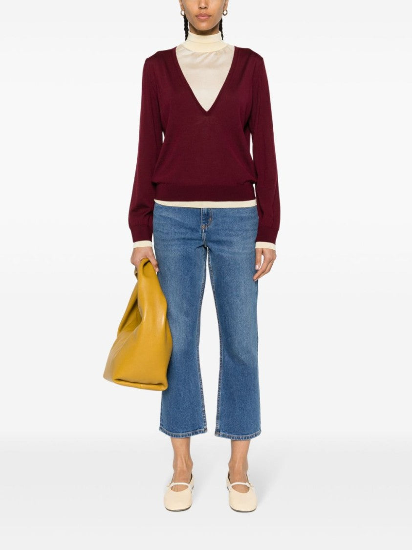 Tory Burch Medium Wash Flared Crop Jeans