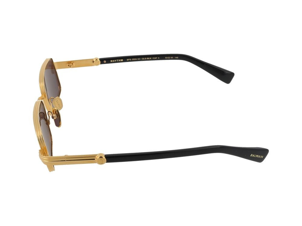 Balmain Gold Rhythm Metal Rectangular Sunglasses
