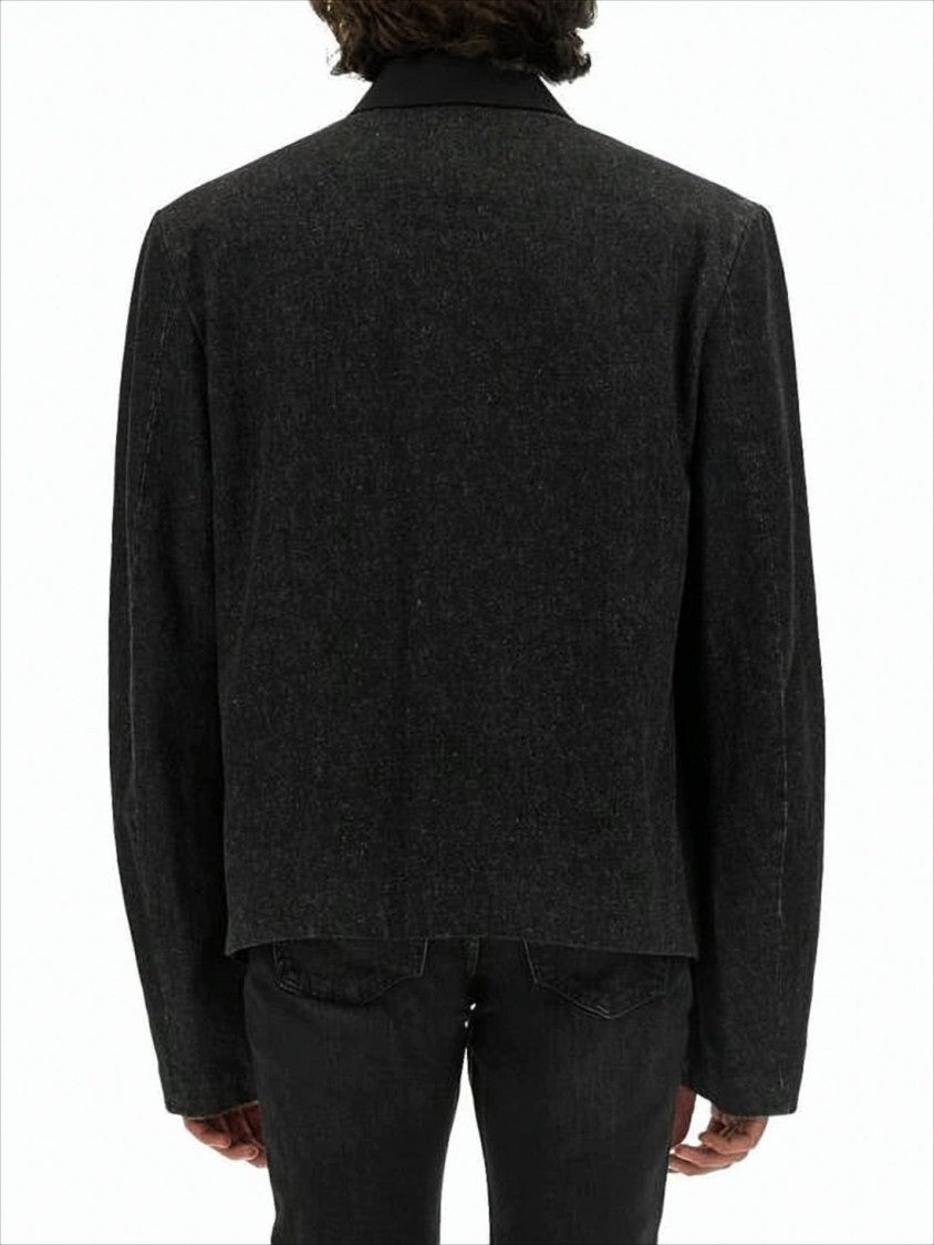 Diesel Structured Black Jacket With Textured Finish And Modern Sleeves