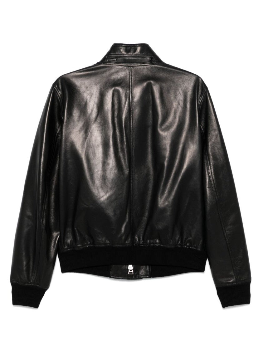 Tom Ford Lambskin Leather Bomber Jacket With Ribbed Trims