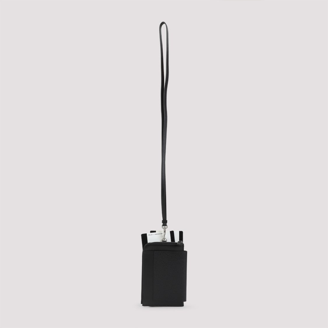 Balenciaga Textured Black Calf Leather Passport Phone Holder