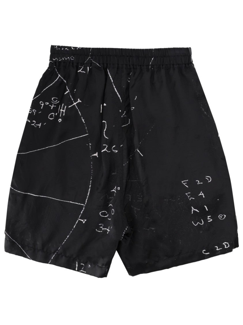 Rick Owens Boxers Viscose-Blend Scribble Print Shorts
