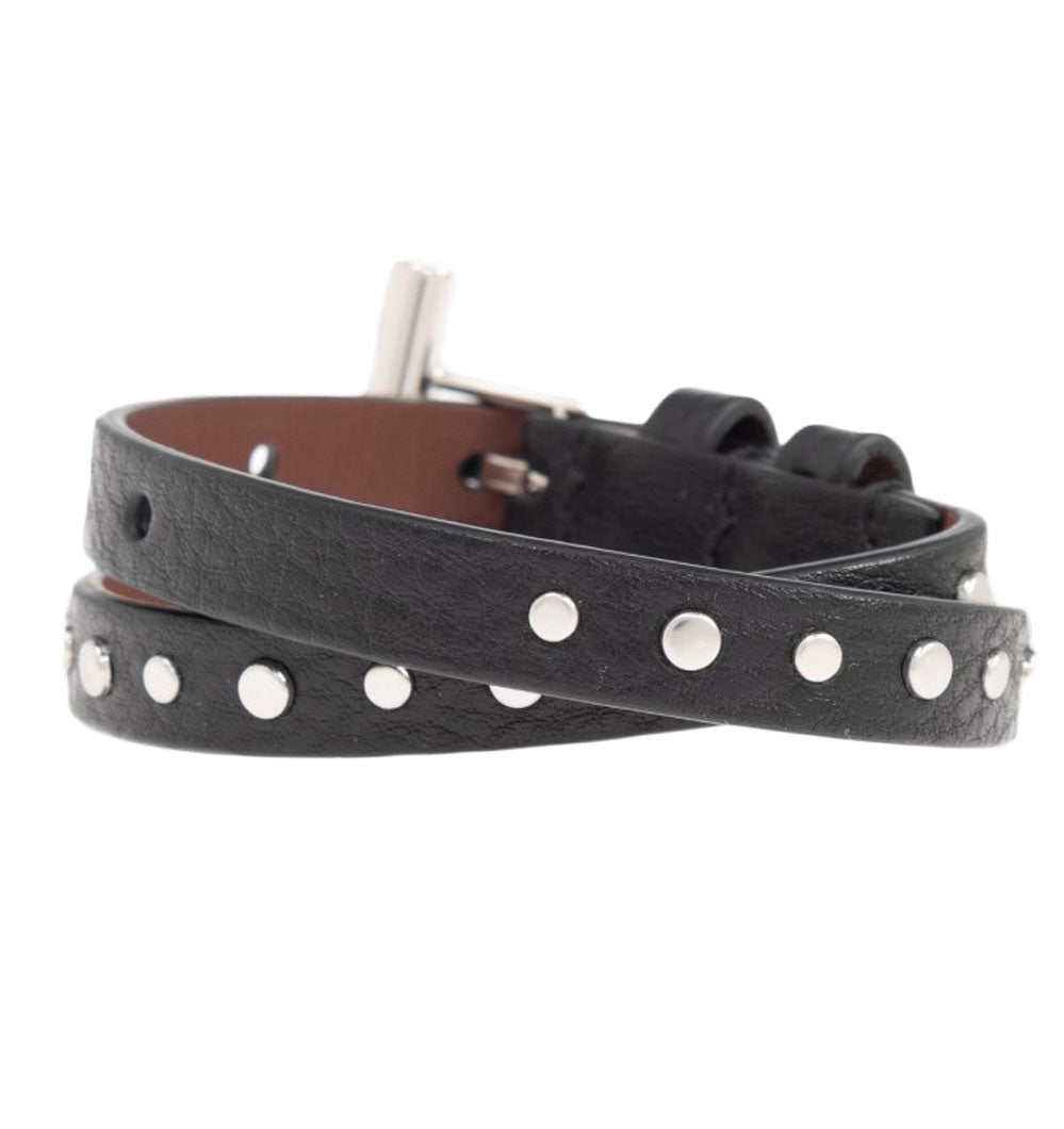 Alexander Mcqueen T-Bar Double Wrap Leather Bracelet