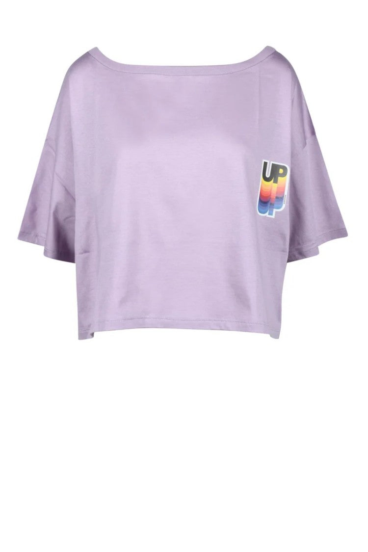 Douuod Purple Graphic Cotton T-Shirt