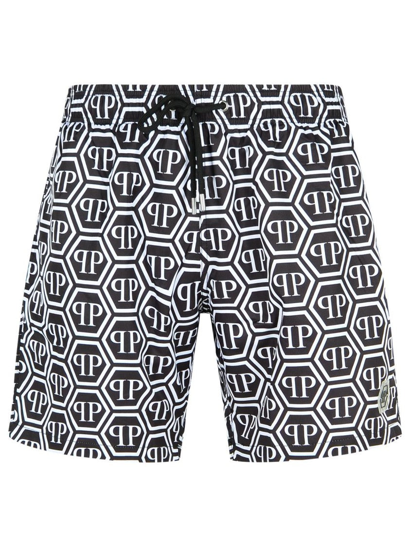 Philipp Plein Black Polyester Swimsuit