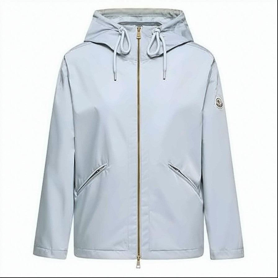 Moncler Lightweight Blue Jacket With Adjustable Hood