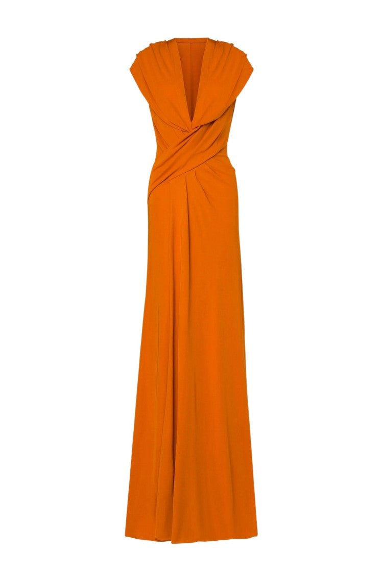 Alberta Ferretti Fluid Viscose Maxi Dress Soft Hood