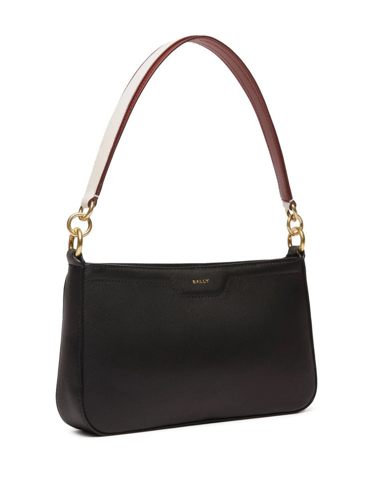 Bally Minimalist Black Cow Leather Tote Bag With Gold Accents