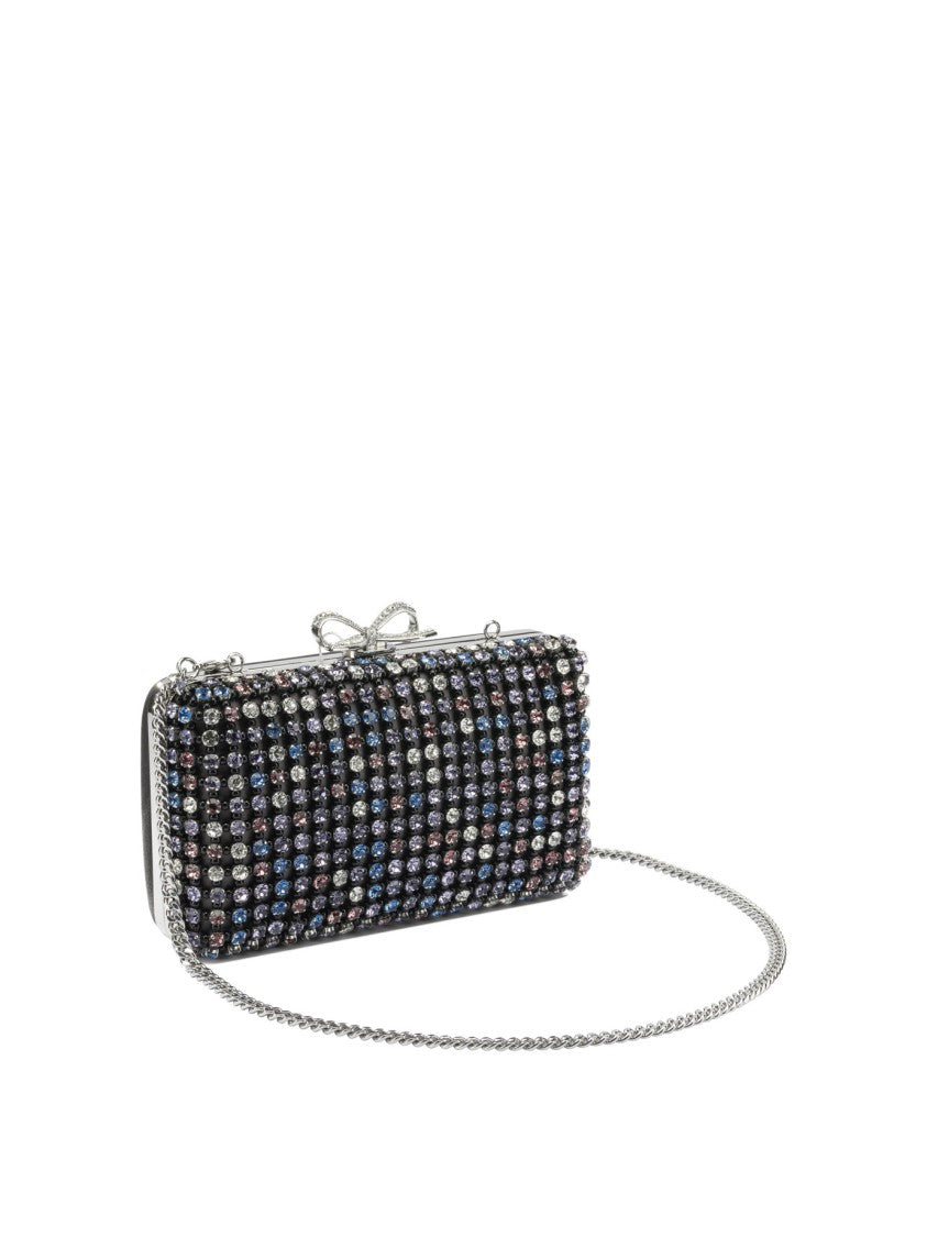 Self-Portrait Multi-Crystal Knit Clutch Bag