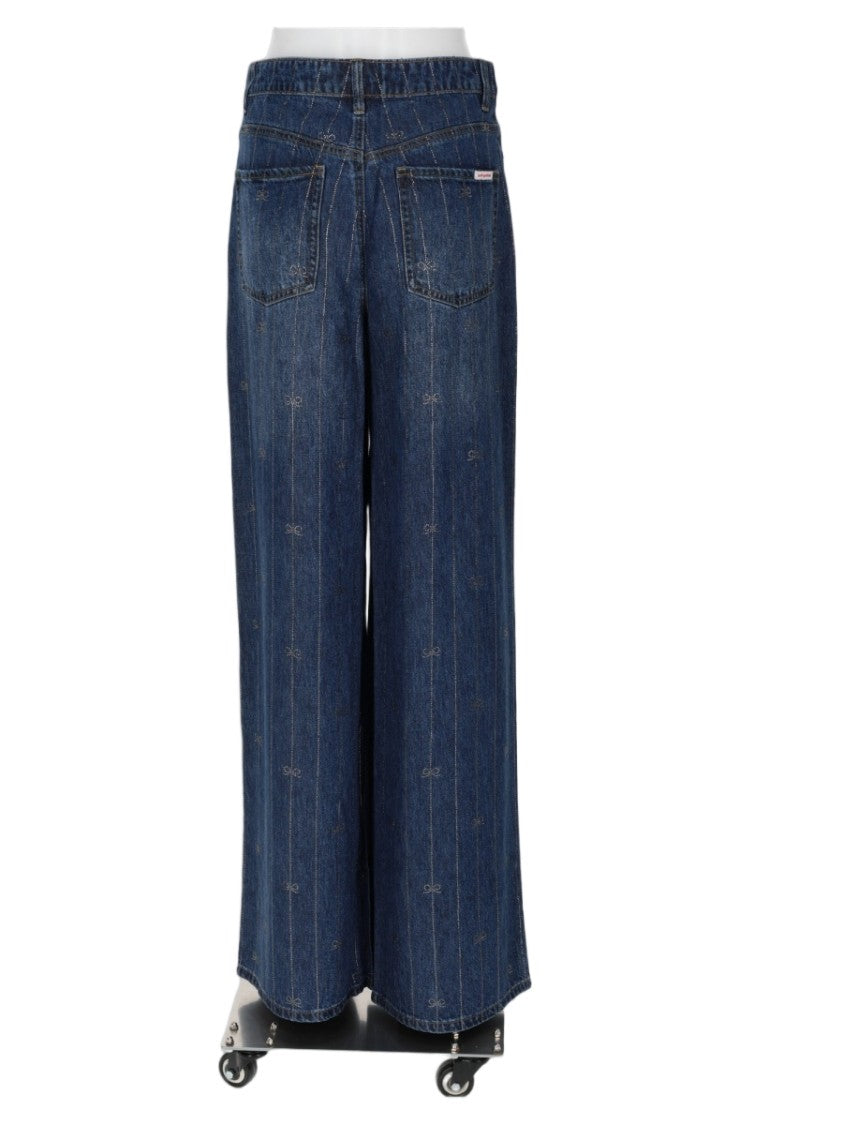 Self-Portrait Blue High-Waist Flared Lyocell Jeans