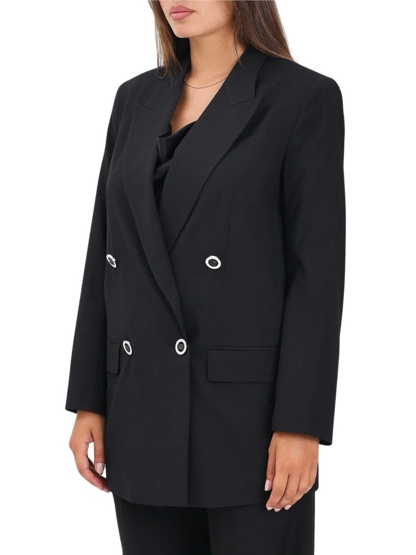 Armani Exchange Black Polyester-Blend Double-Breasted Blazer