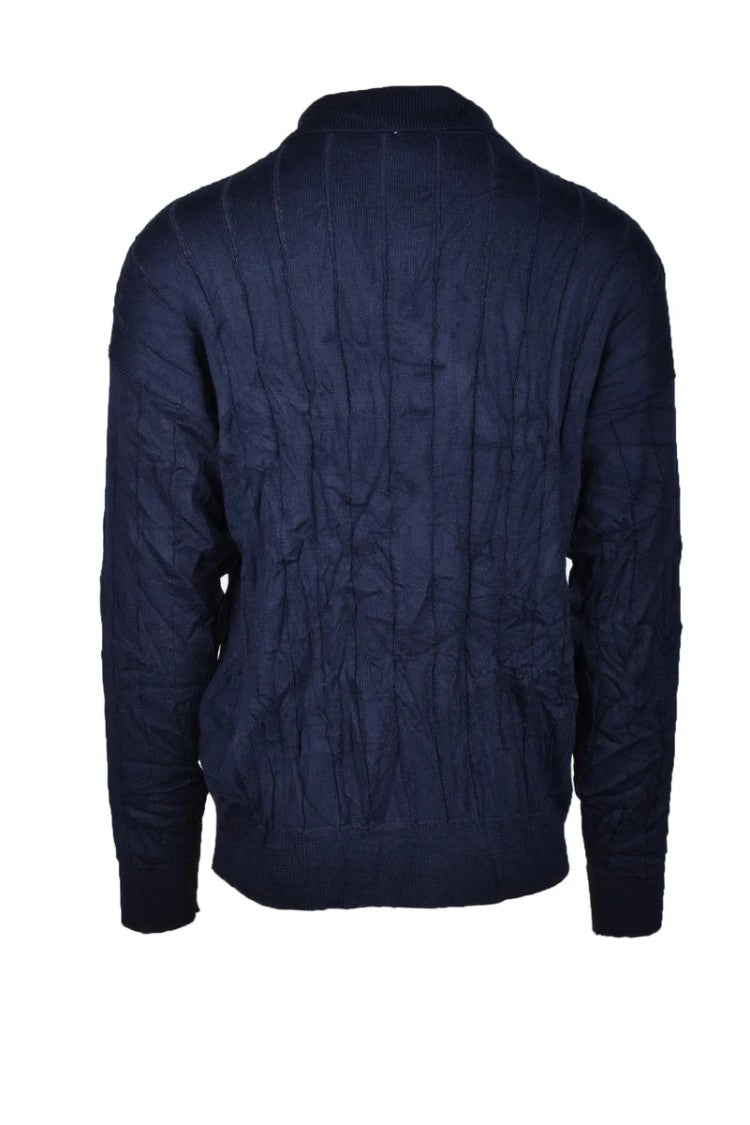 Covert Merino Wool Cardigan - Blue