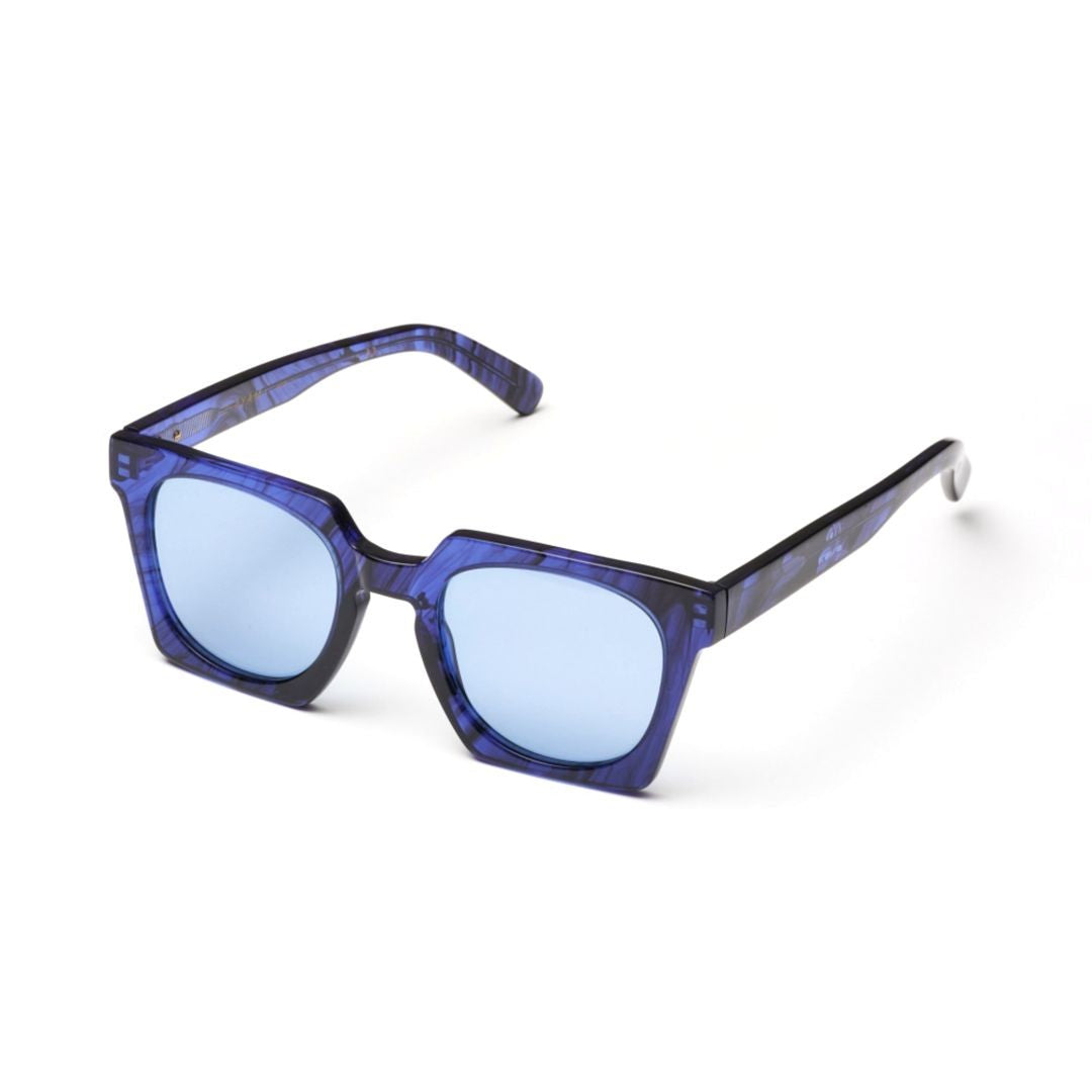 Kador Maya-S Oversized Square Frame Sunglasses With Marbled Blue Finish