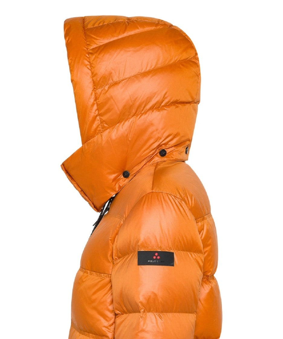 Peuterey Puffy Orange Bomber Jacket With Double Hood