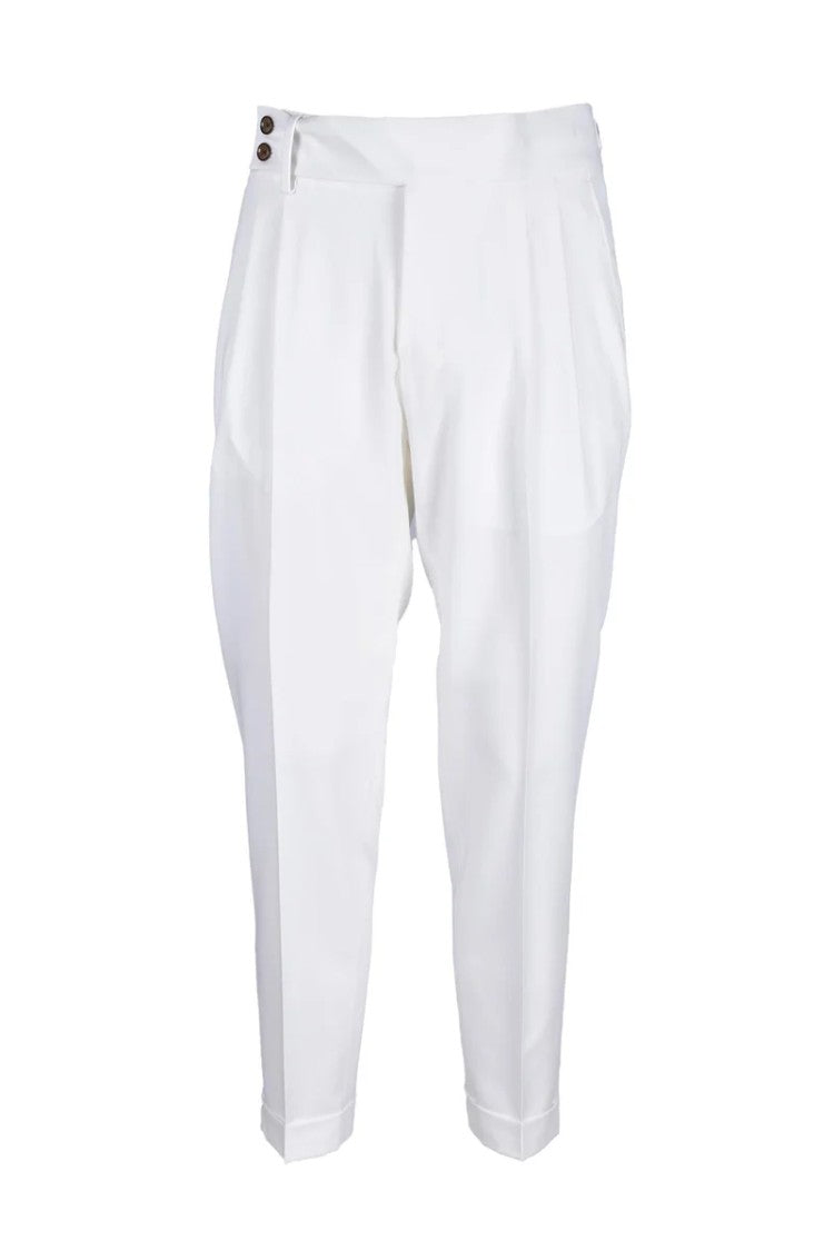 Suithomme Tailored White Trousers With Cropped Design And Subtle Pleating