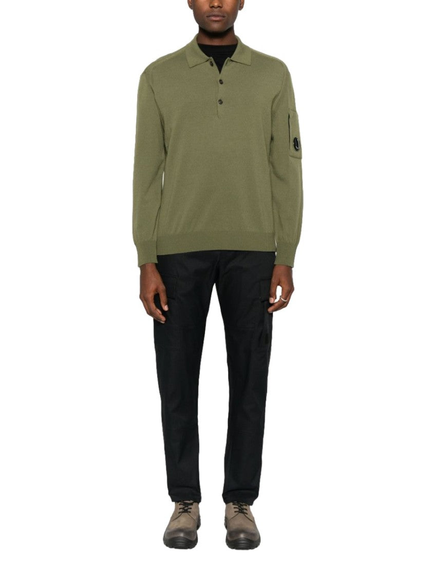 C.P. Company Grey Long-Sleeved Wool Polo Shirt