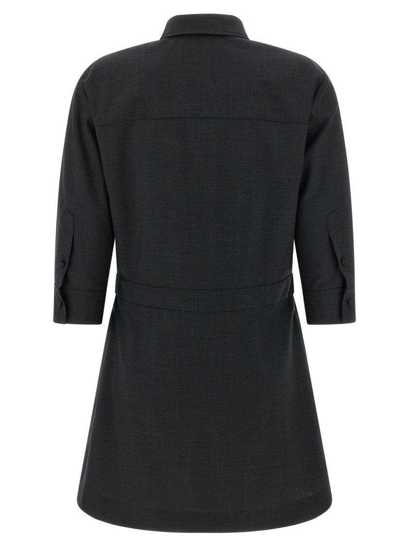 Gucci Mini Wool Shirt Dress With 'Morsetto' Metal Detail